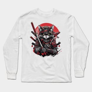 samurai cat Long Sleeve T-Shirt